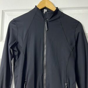 Black workout jacket with thumb holes